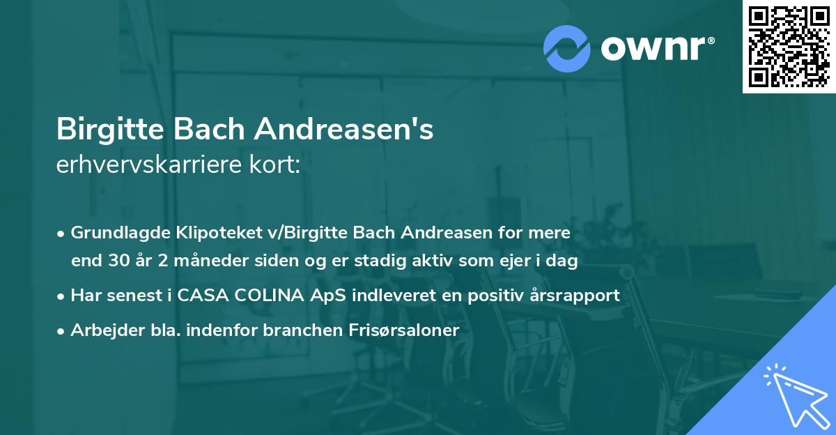 Birgitte Bach Andreasen's erhvervskarriere kort