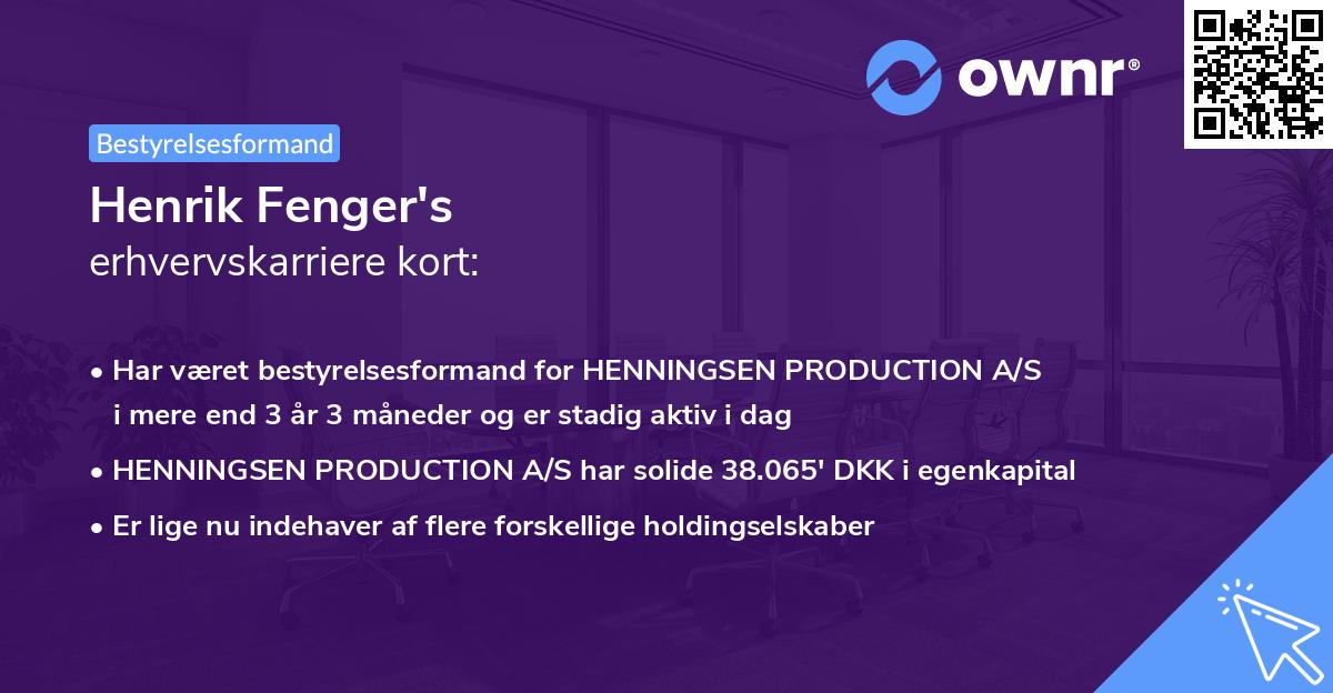 Henrik Fenger's erhvervskarriere kort