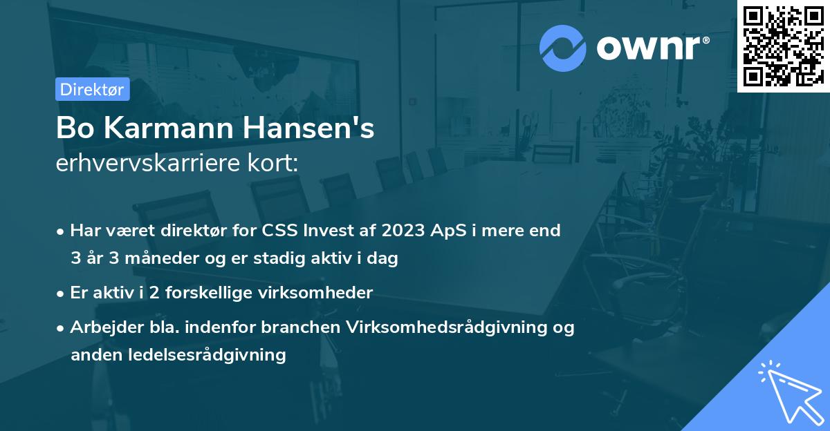 Bo Karmann Hansen's erhvervskarriere kort