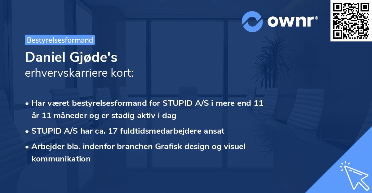 Daniel Gjøde's erhvervskarriere kort