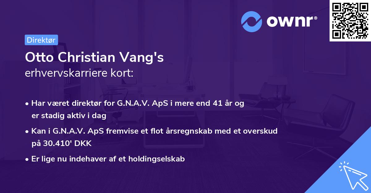 Otto Christian Vang's erhvervskarriere kort