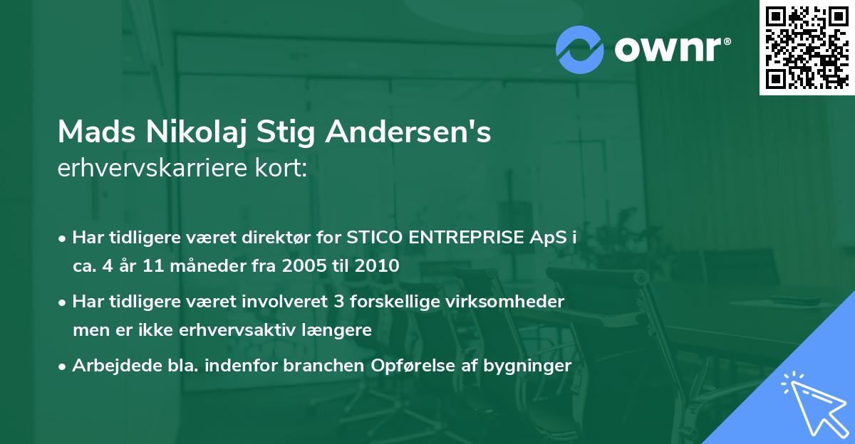 Mads Nikolaj Stig Andersen's erhvervskarriere kort