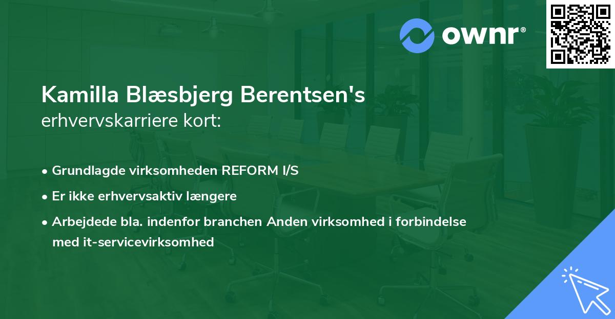 Kamilla Blæsbjerg Berentsen's erhvervskarriere kort