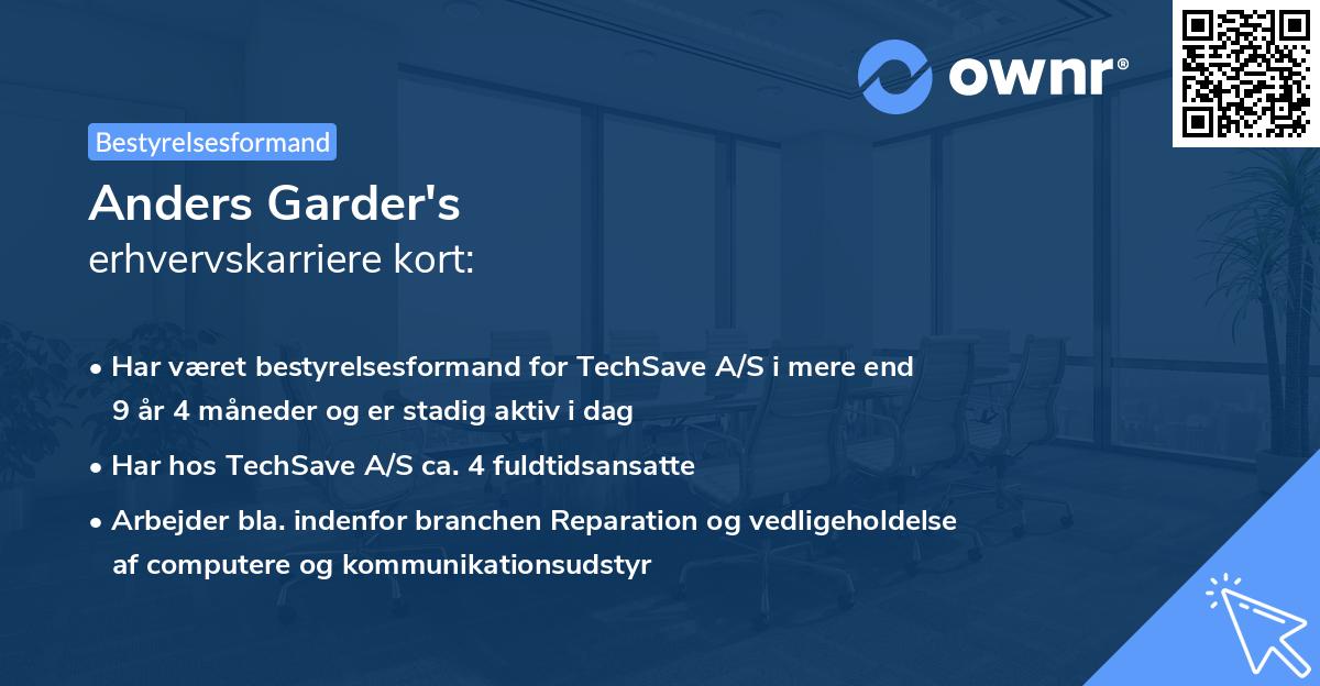 Anders Garder's erhvervskarriere kort
