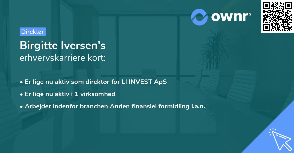 Birgitte Iversen's erhvervskarriere kort
