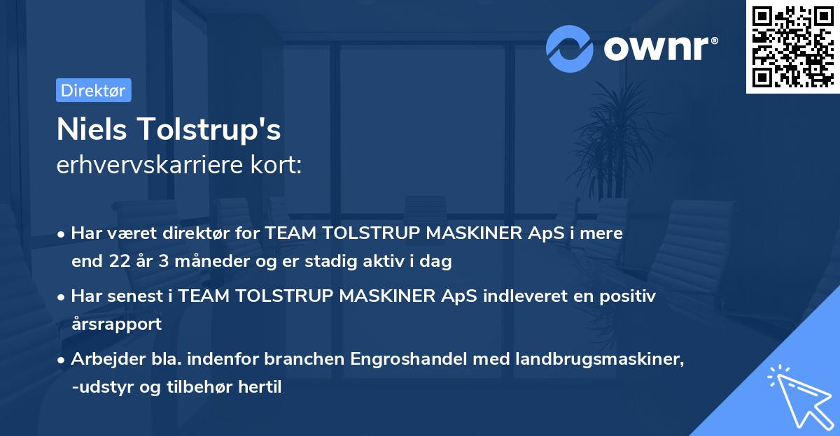 Niels Tolstrup's erhvervskarriere kort