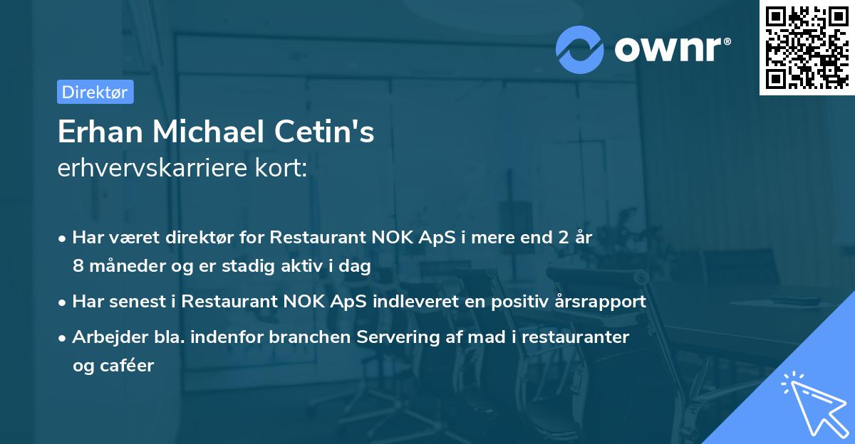 Erhan Michael Cetin's erhvervskarriere kort
