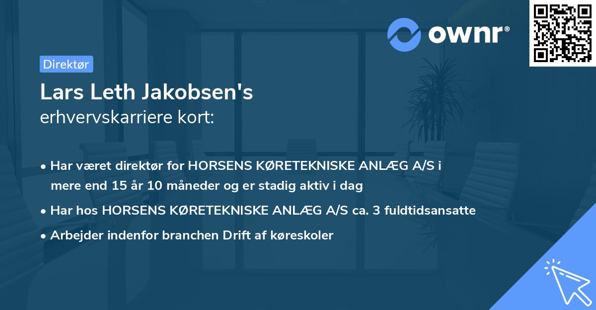 Lars Leth Jakobsen's erhvervskarriere kort