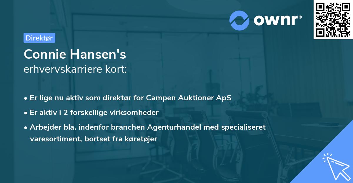 Connie Hansen's erhvervskarriere kort