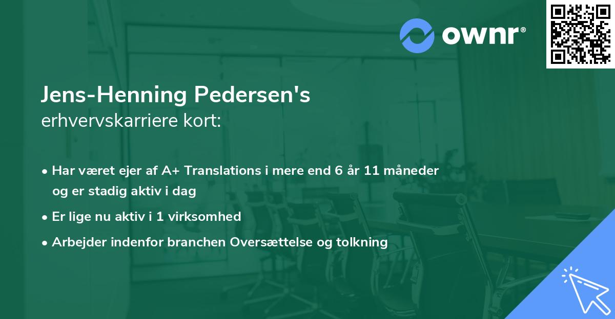 Jens-Henning Pedersen's erhvervskarriere kort