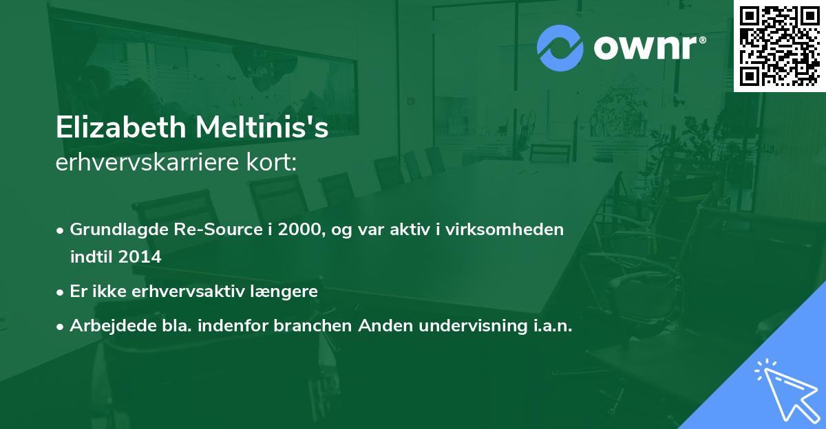 Elizabeth Meltinis's erhvervskarriere kort