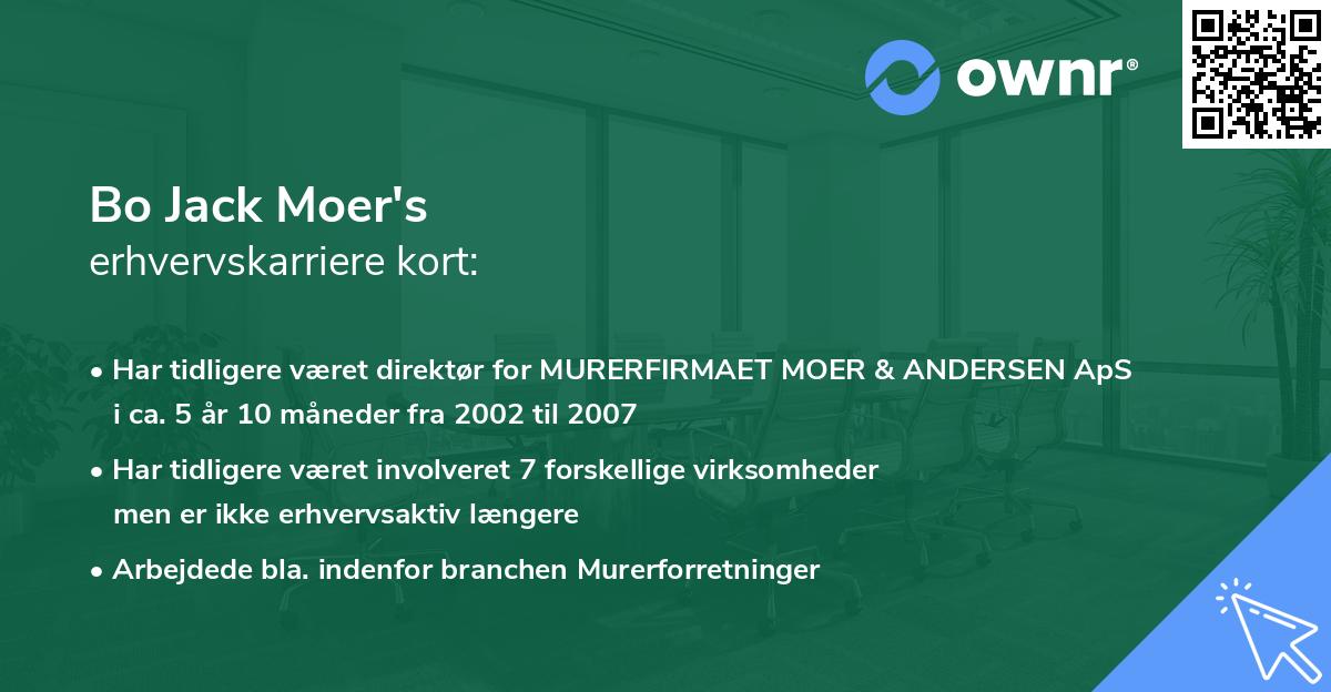 Bo Jack Moer's erhvervskarriere kort