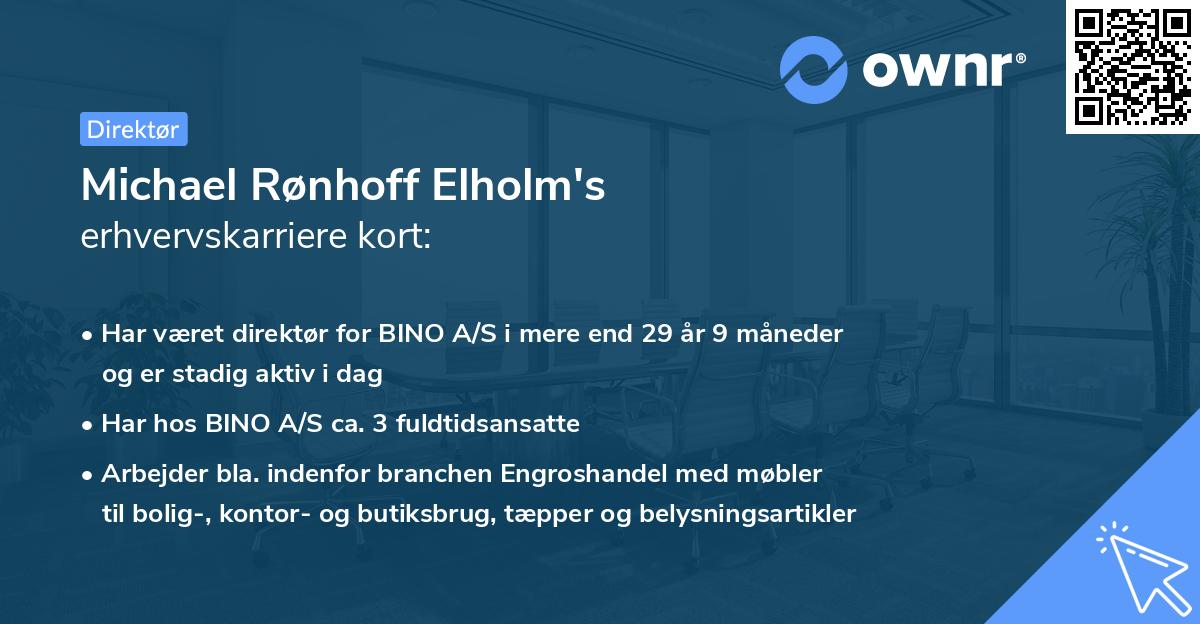 Michael Rønhoff Elholm's erhvervskarriere kort