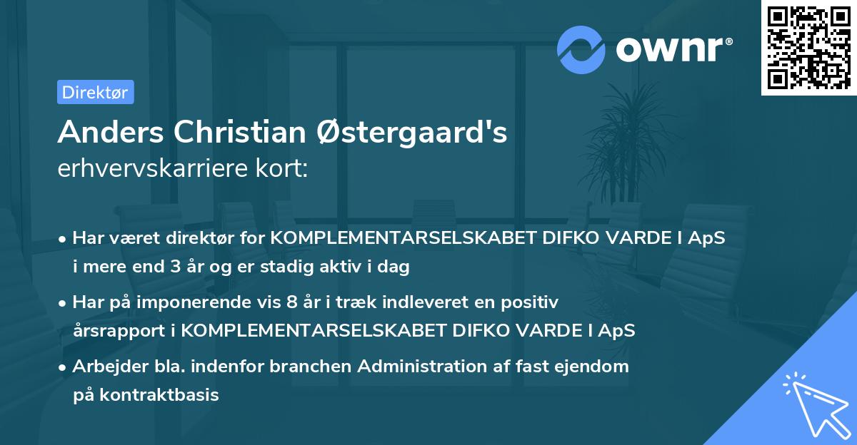 Anders Christian Østergaard's erhvervskarriere kort