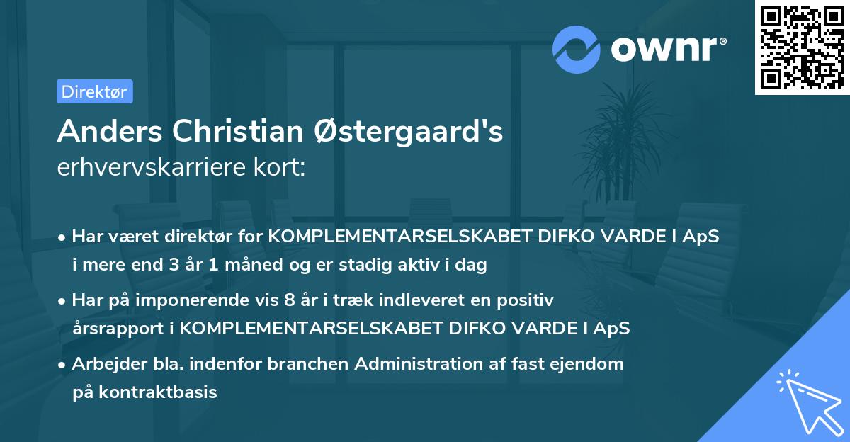 Anders Christian Østergaard's erhvervskarriere kort