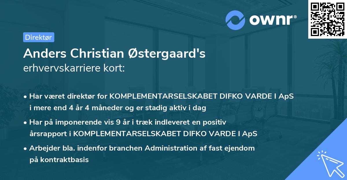 Anders Christian Østergaard's erhvervskarriere kort