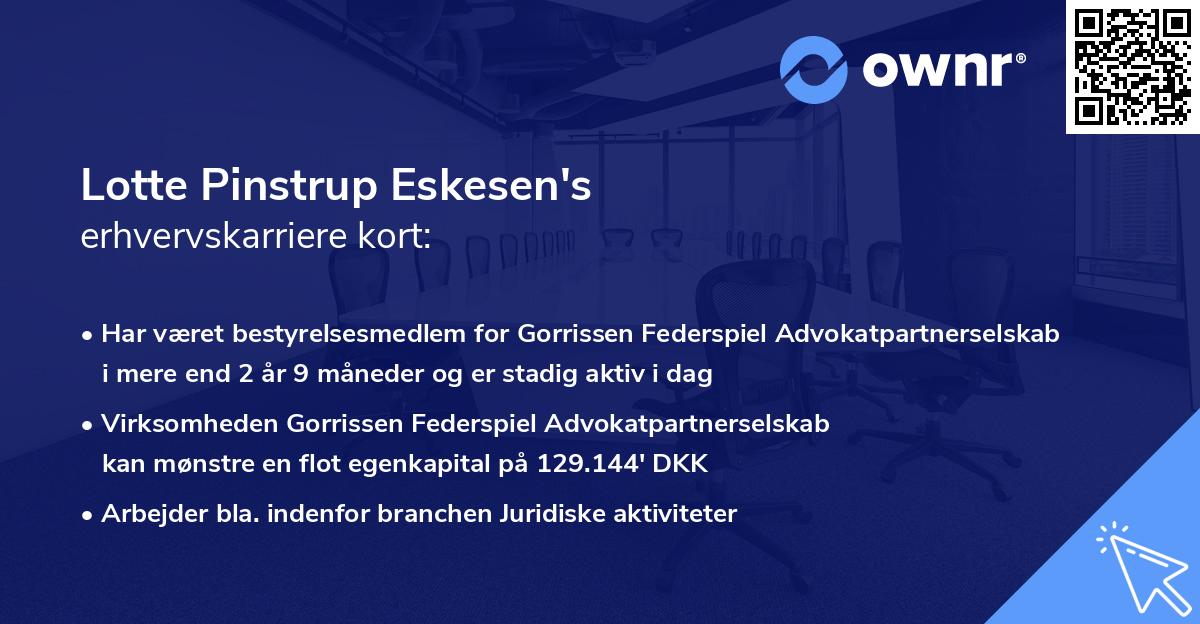 Lotte Pinstrup Eskesen's erhvervskarriere kort