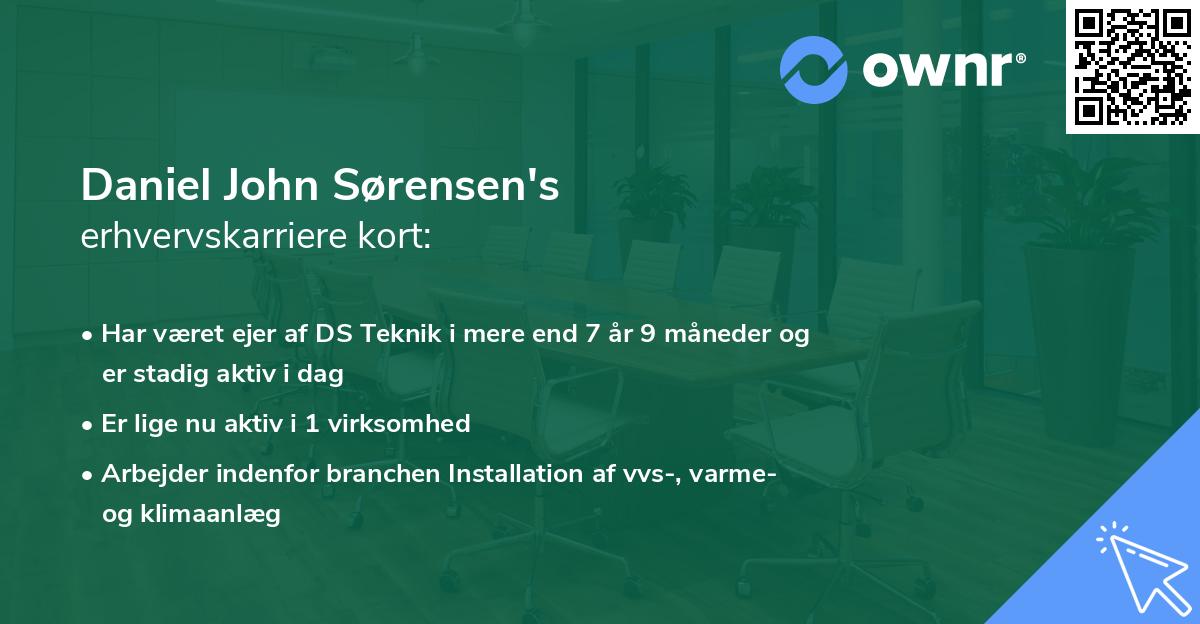 Daniel John Sørensen's erhvervskarriere kort