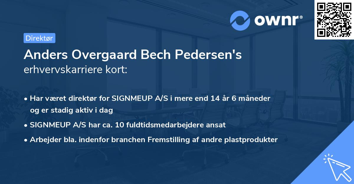 Anders Overgaard Bech Pedersen's erhvervskarriere kort