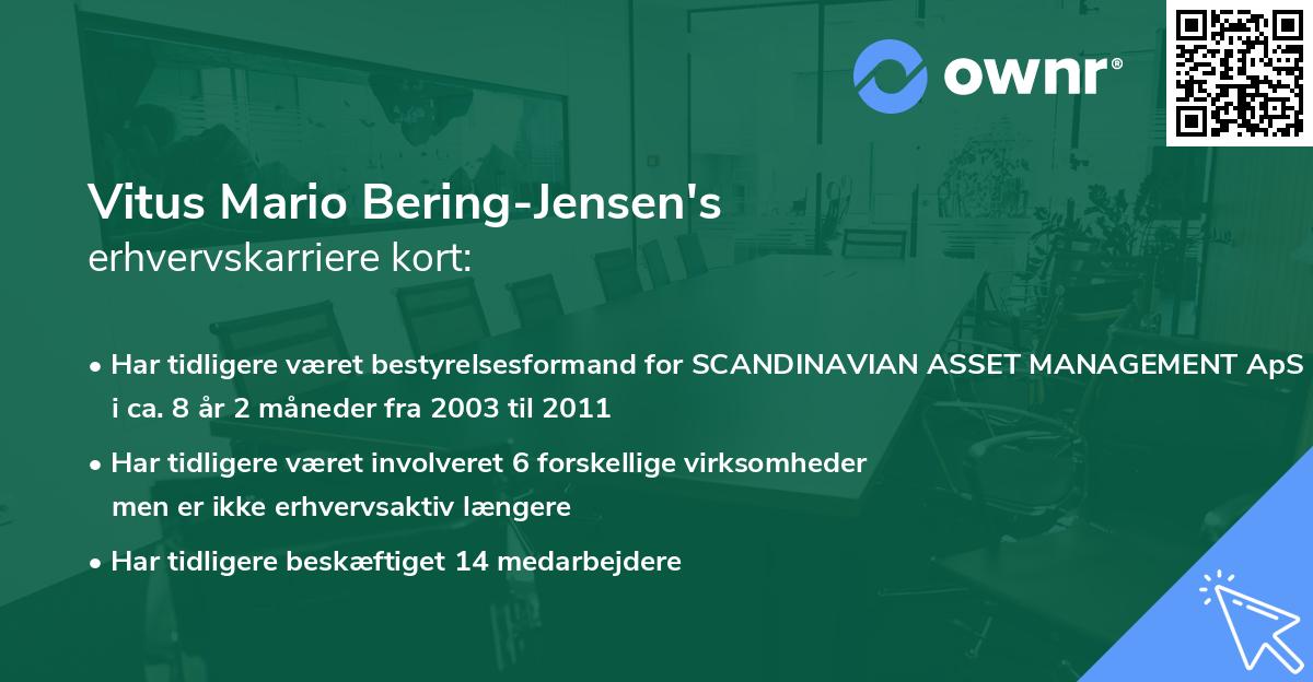 Vitus Mario Bering-Jensen's erhvervskarriere kort