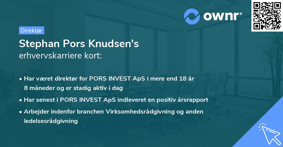 Stephan Pors Knudsen's erhvervskarriere kort