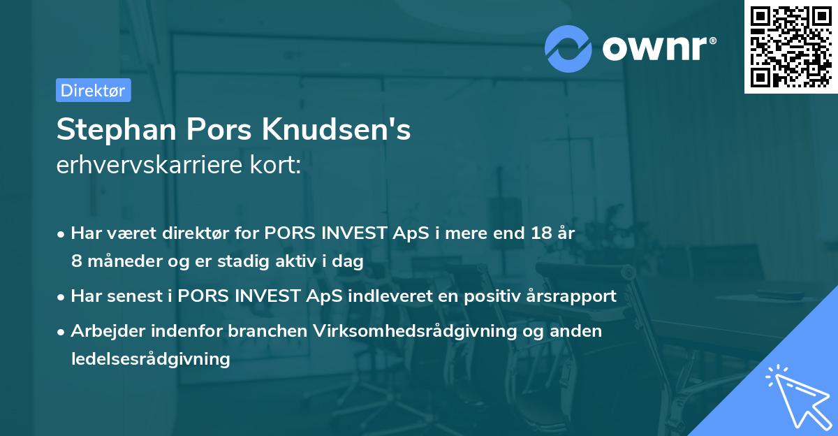 Stephan Pors Knudsen's erhvervskarriere kort