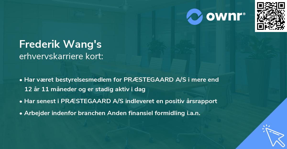 Frederik Wang's erhvervskarriere kort
