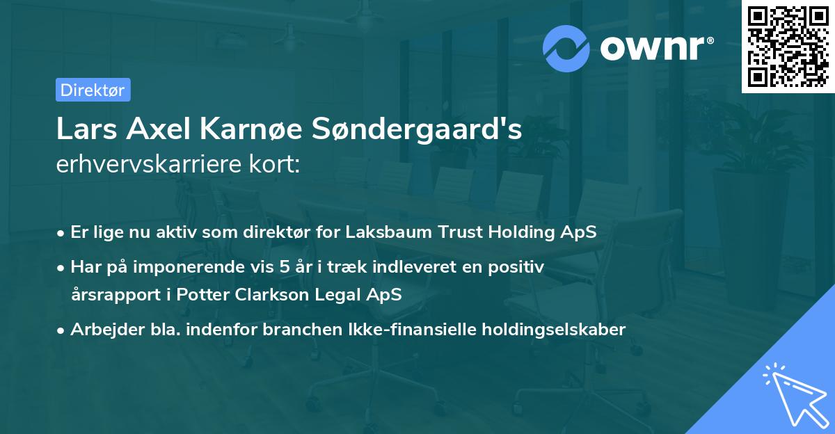 Lars Axel Karnøe Søndergaard's erhvervskarriere kort