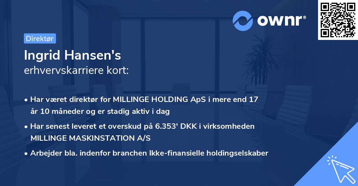 Ingrid Hansen's erhvervskarriere kort