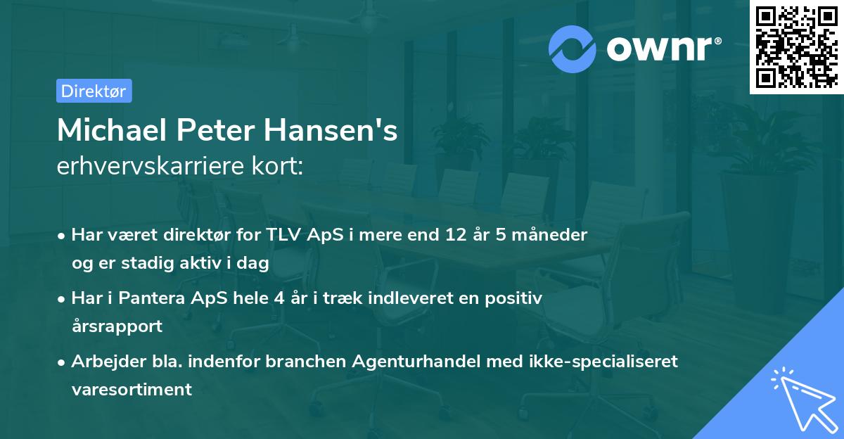 Michael Peter Hansen's erhvervskarriere kort
