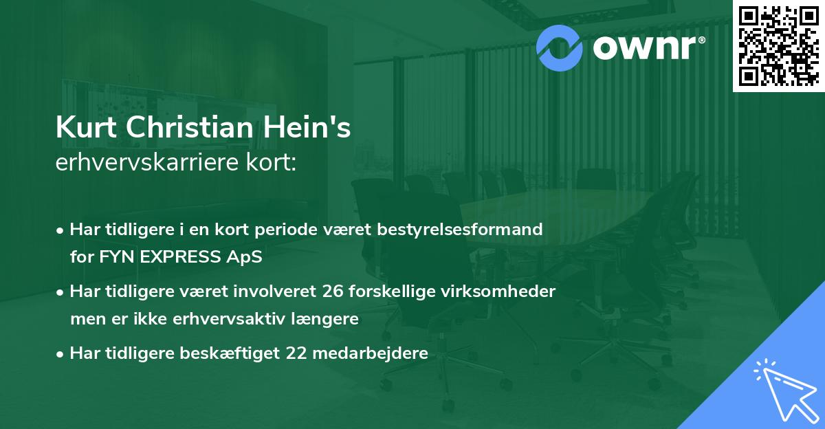Kurt Christian Hein's erhvervskarriere kort