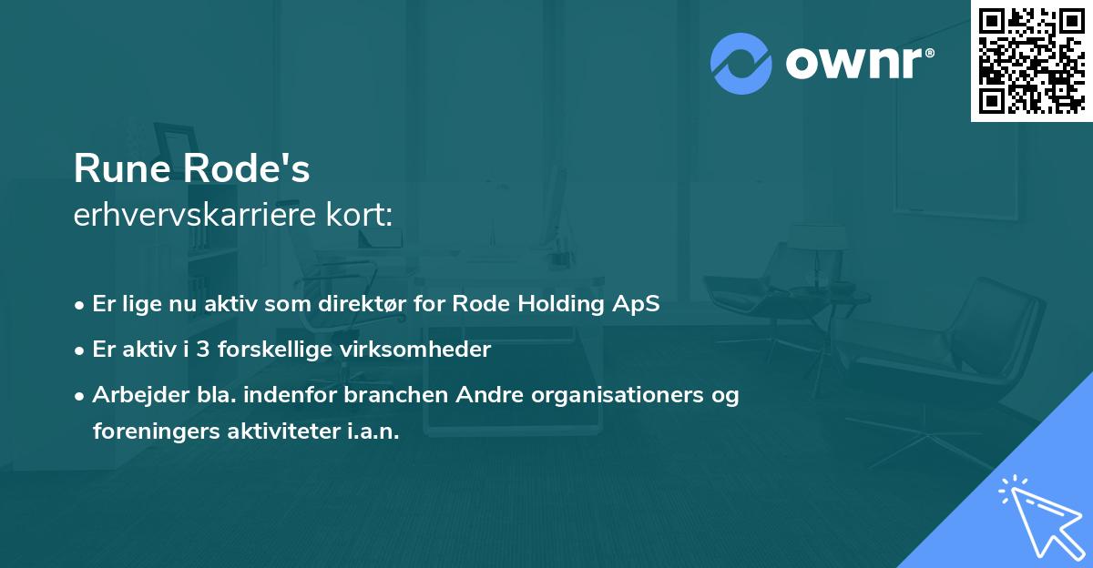 Rune Rode's erhvervskarriere kort