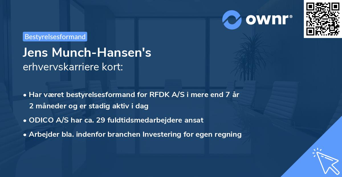 Jens Munch-Hansen's erhvervskarriere kort