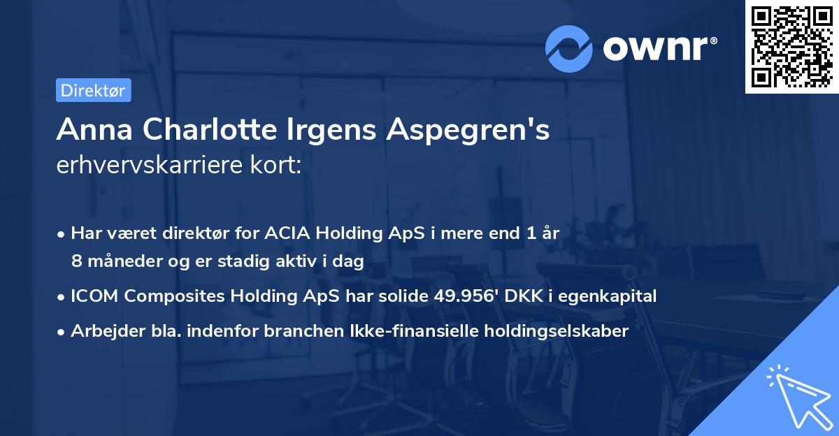 Anna Charlotte Irgens Aspegren's erhvervskarriere kort