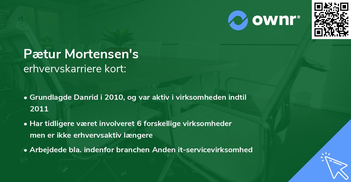 Pætur Mortensen's erhvervskarriere kort
