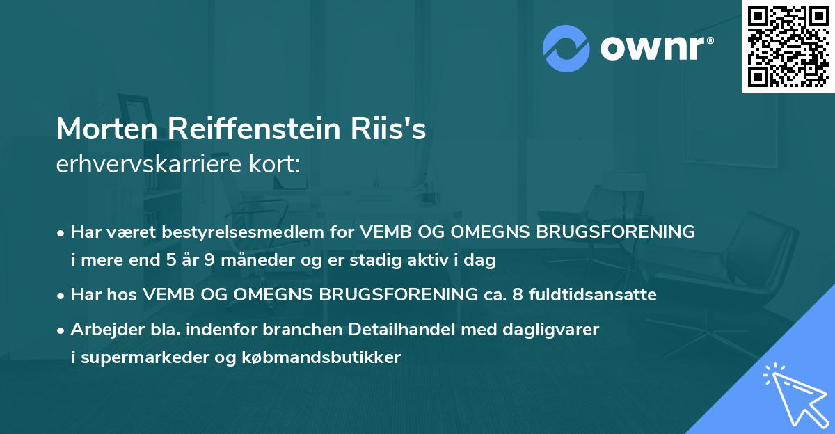 Morten Reiffenstein Riis's erhvervskarriere kort