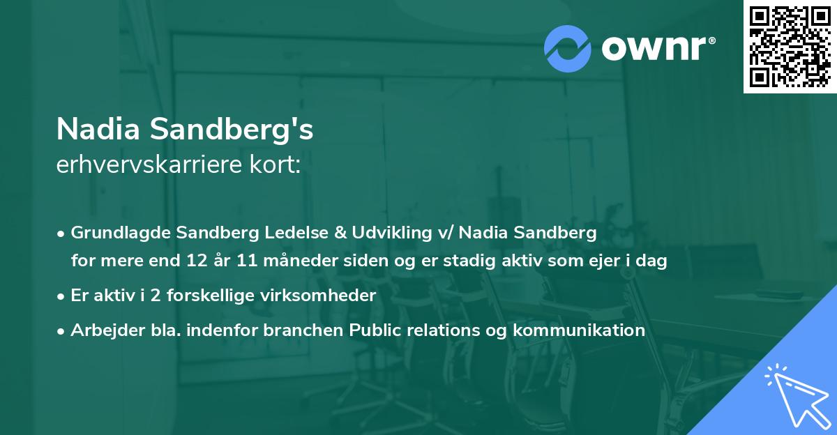 Nadia Sandberg's erhvervskarriere kort