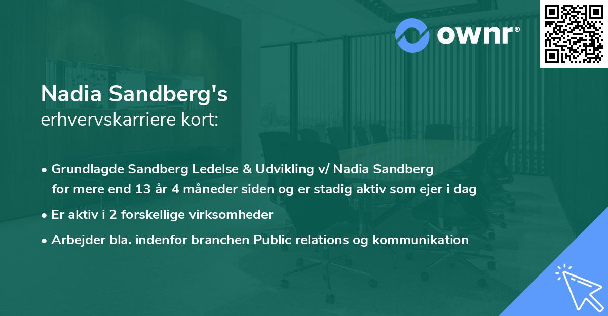 Nadia Sandberg's erhvervskarriere kort