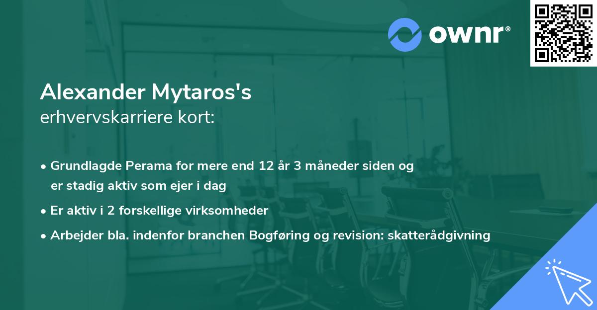 Alexander Mytaros's erhvervskarriere kort