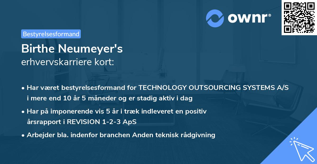 Birthe Neumeyer's erhvervskarriere kort