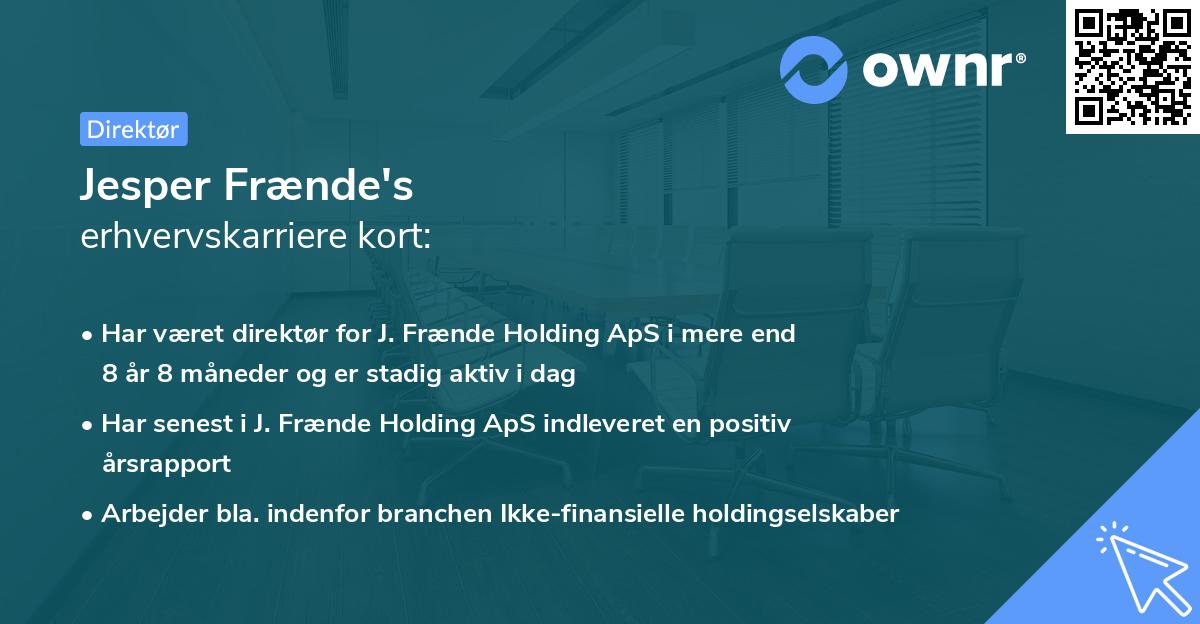 Jesper Frænde's erhvervskarriere kort