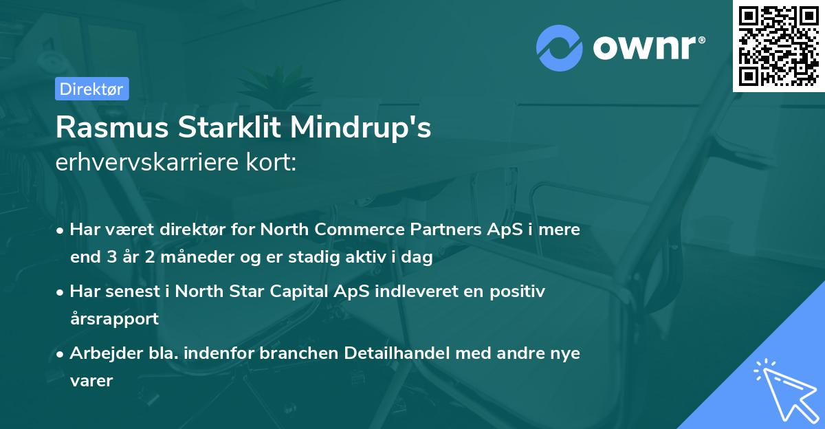 Rasmus Starklit Mindrup's erhvervskarriere kort