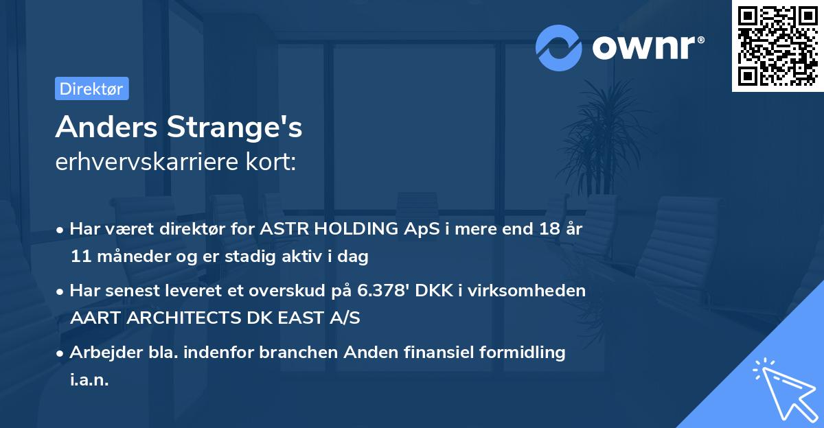 Anders Strange's erhvervskarriere kort