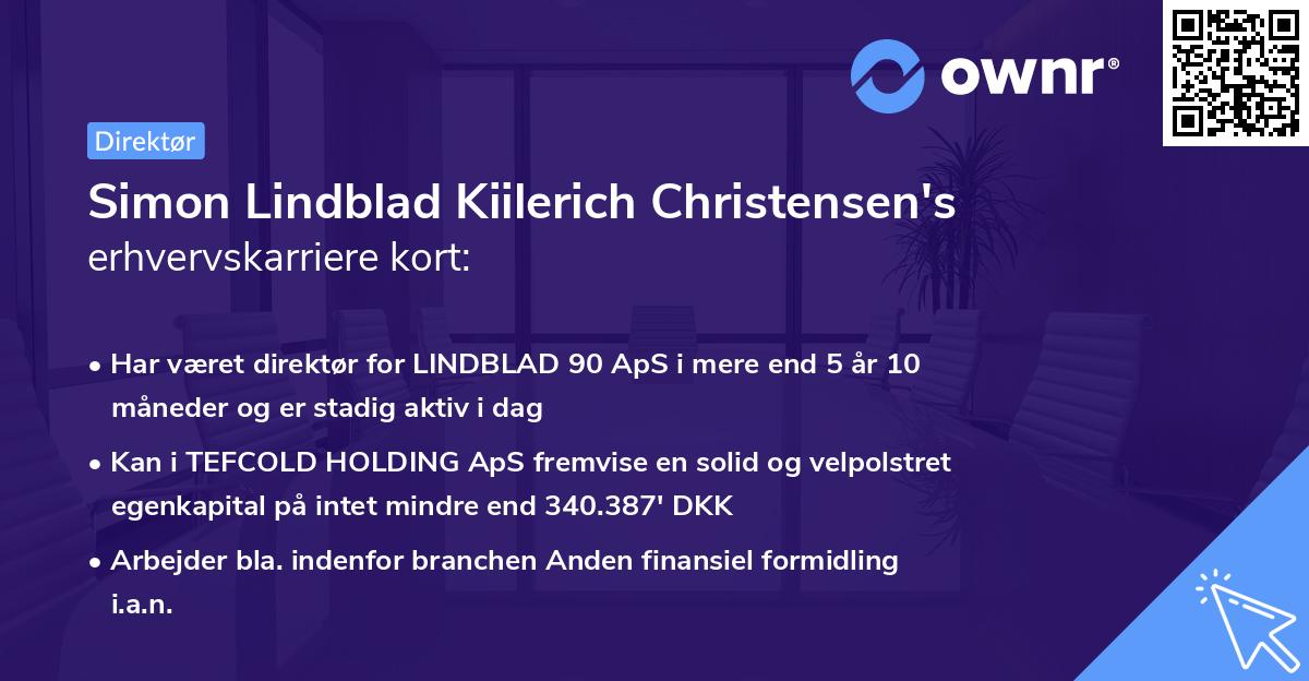 Simon Lindblad Kiilerich Christensen's erhvervskarriere kort