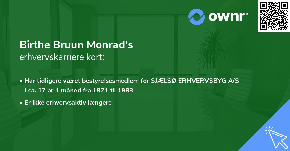 Birthe Bruun Monrad's erhvervskarriere kort