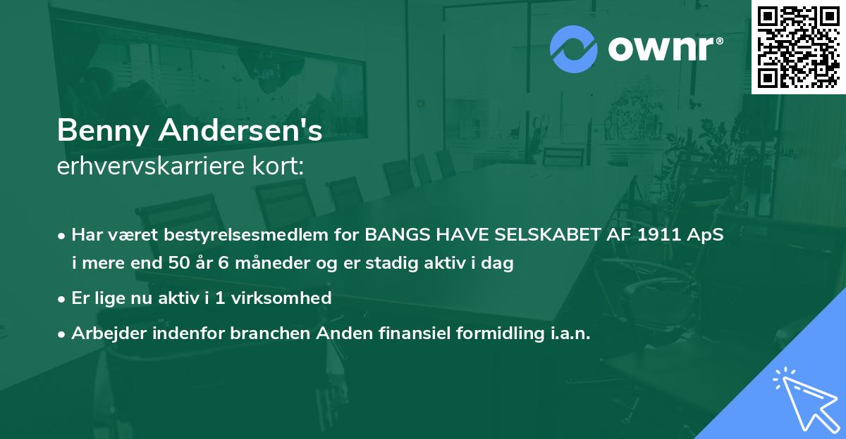 Benny Andersen's erhvervskarriere kort