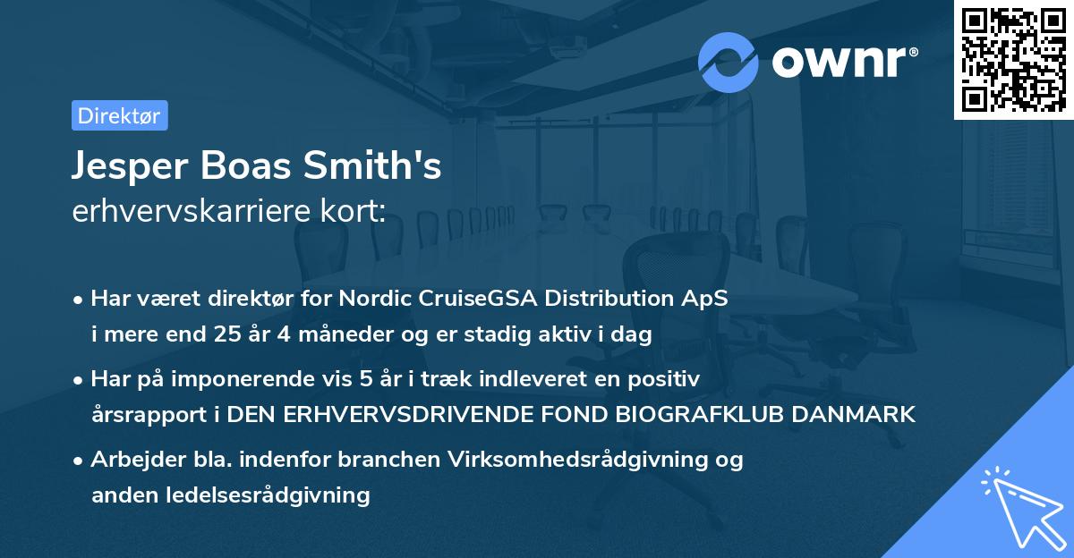 Jesper Boas Smith's erhvervskarriere kort