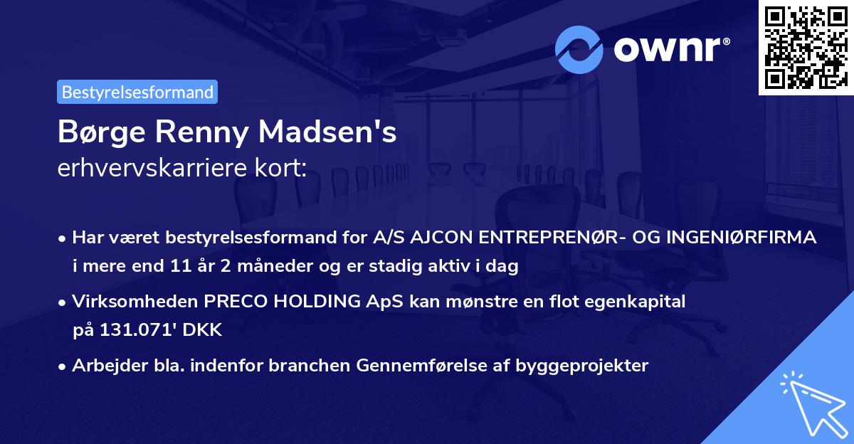 Børge Renny Madsen's erhvervskarriere kort