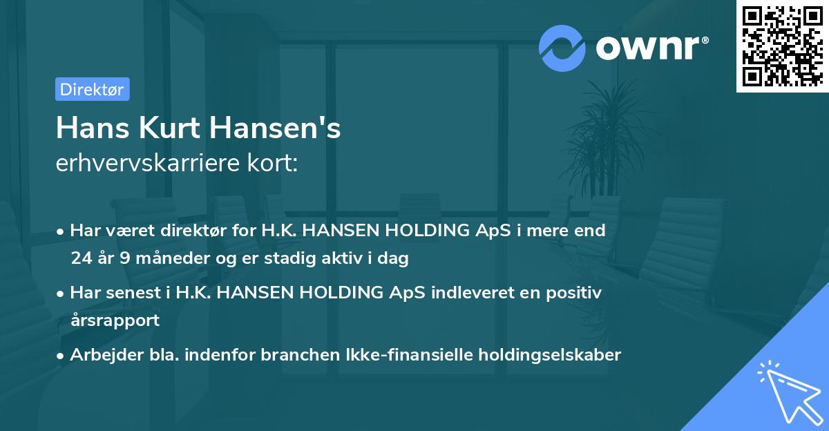 Hans Kurt Hansen's erhvervskarriere kort