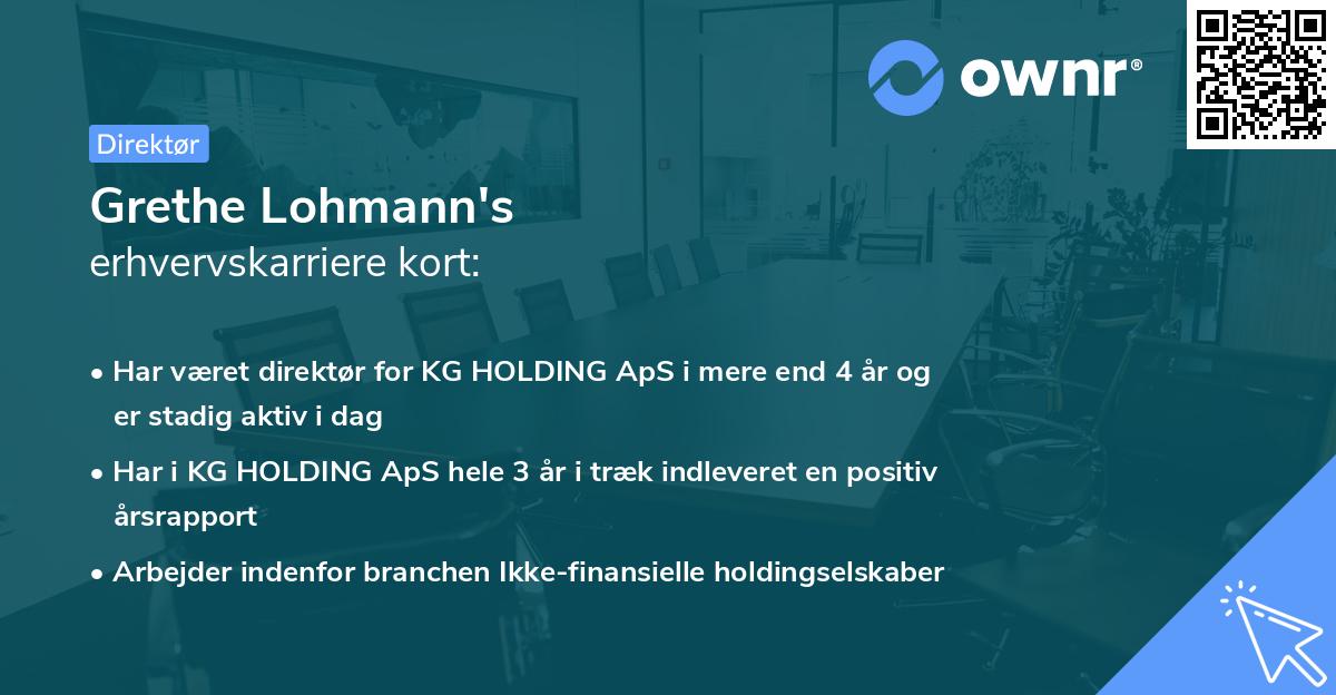 Grethe Lohmann's erhvervskarriere kort
